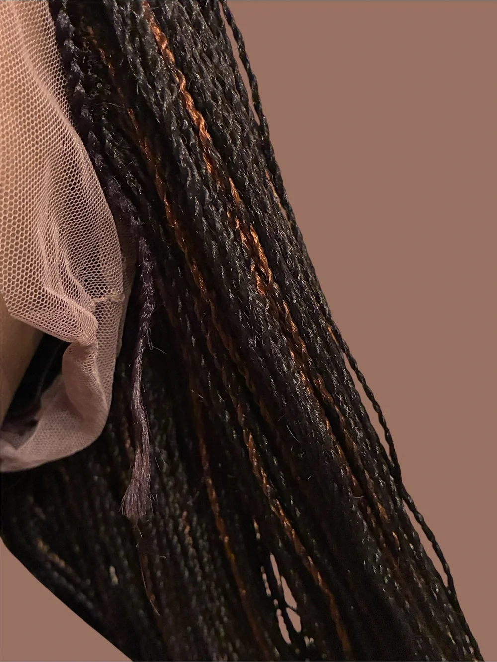 Synthetic Micro Twist Lace Front Wig in Black with Copper Highlights